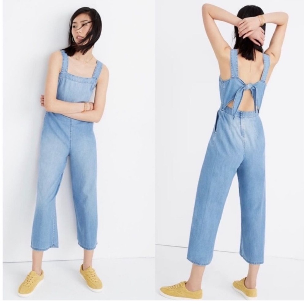 Madewell Denim Bow-Back Jumpsuit -  Size 2